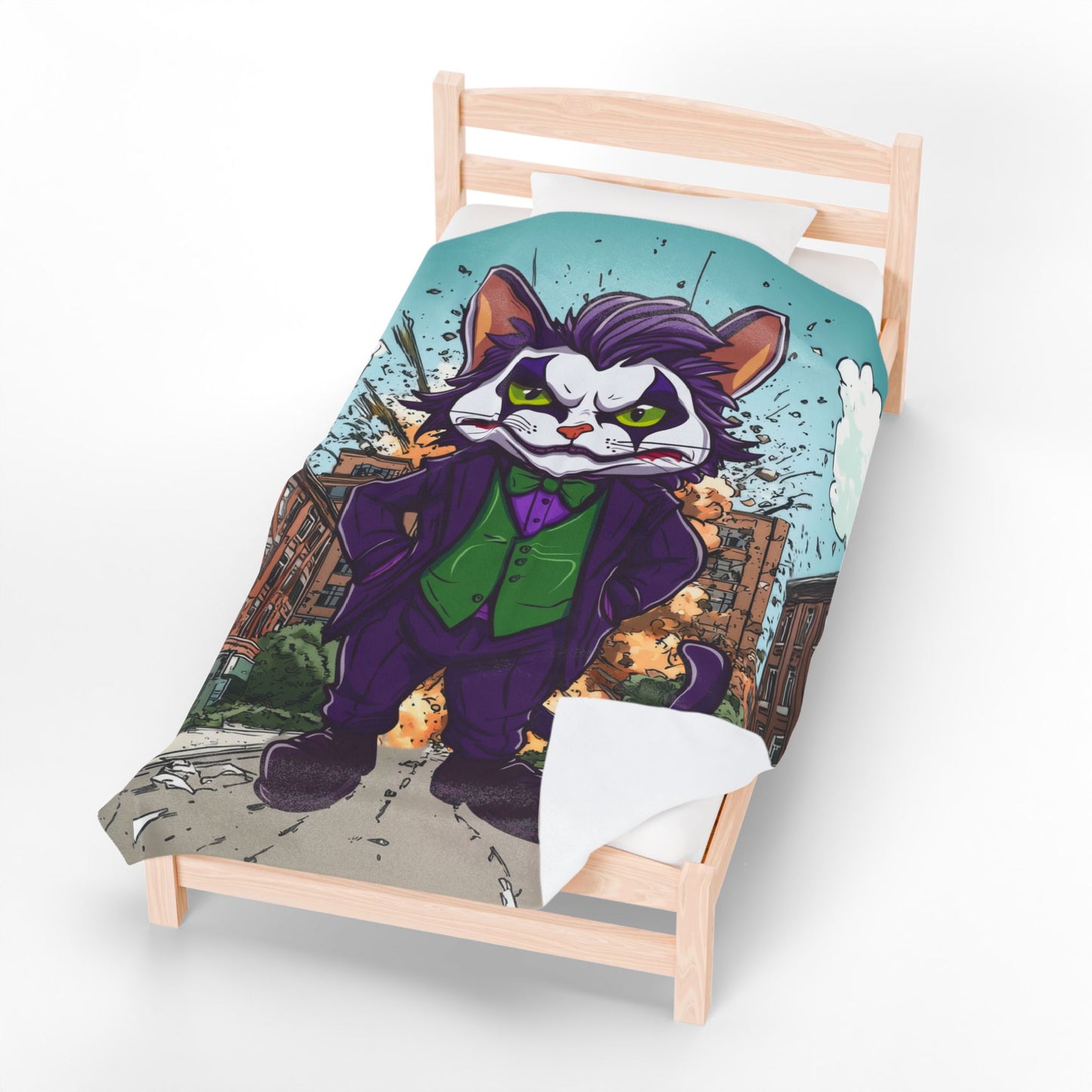 Joker Cat Velveteen Plush Blanket