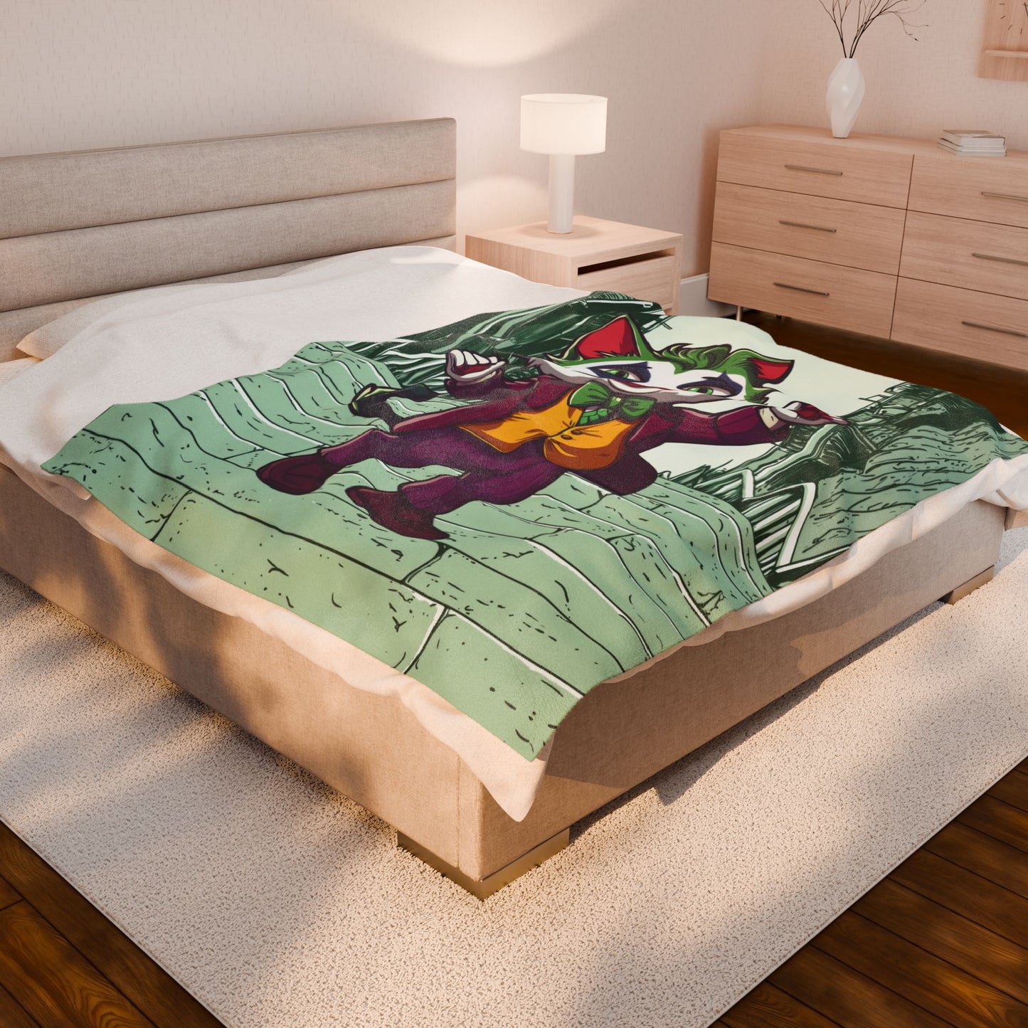 The Joker Cat Velveteen Plush Blanket