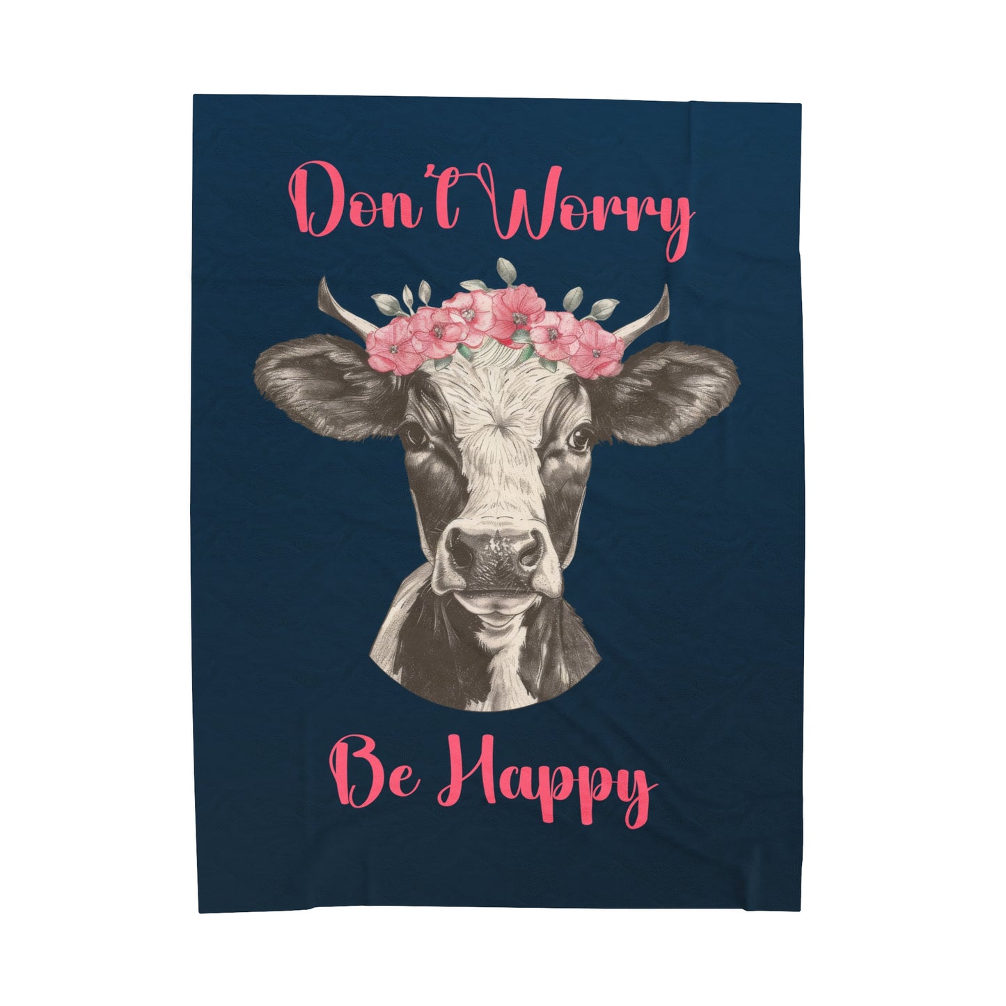 Don't Worry Be Happy Velveteen Plush Blanket