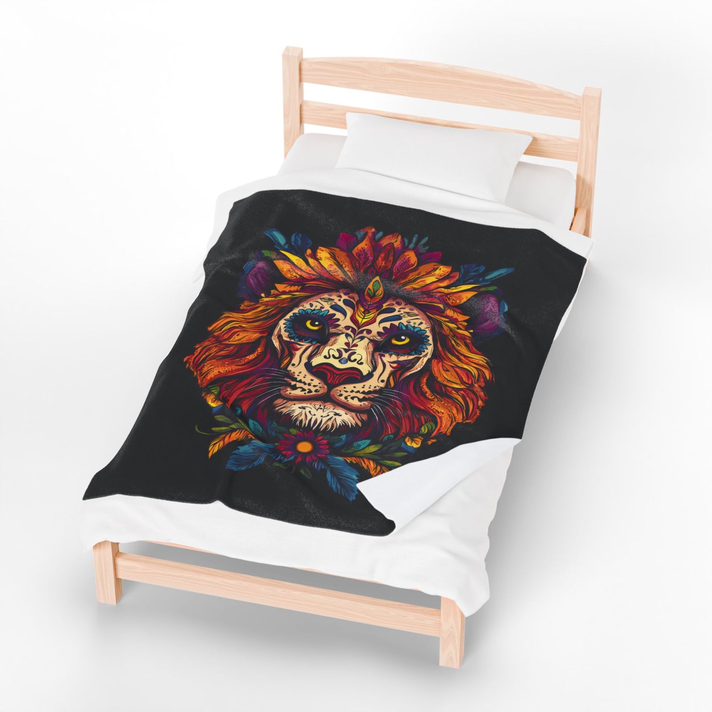 Dia De Muertos Lion Velveteen Plush Blanket