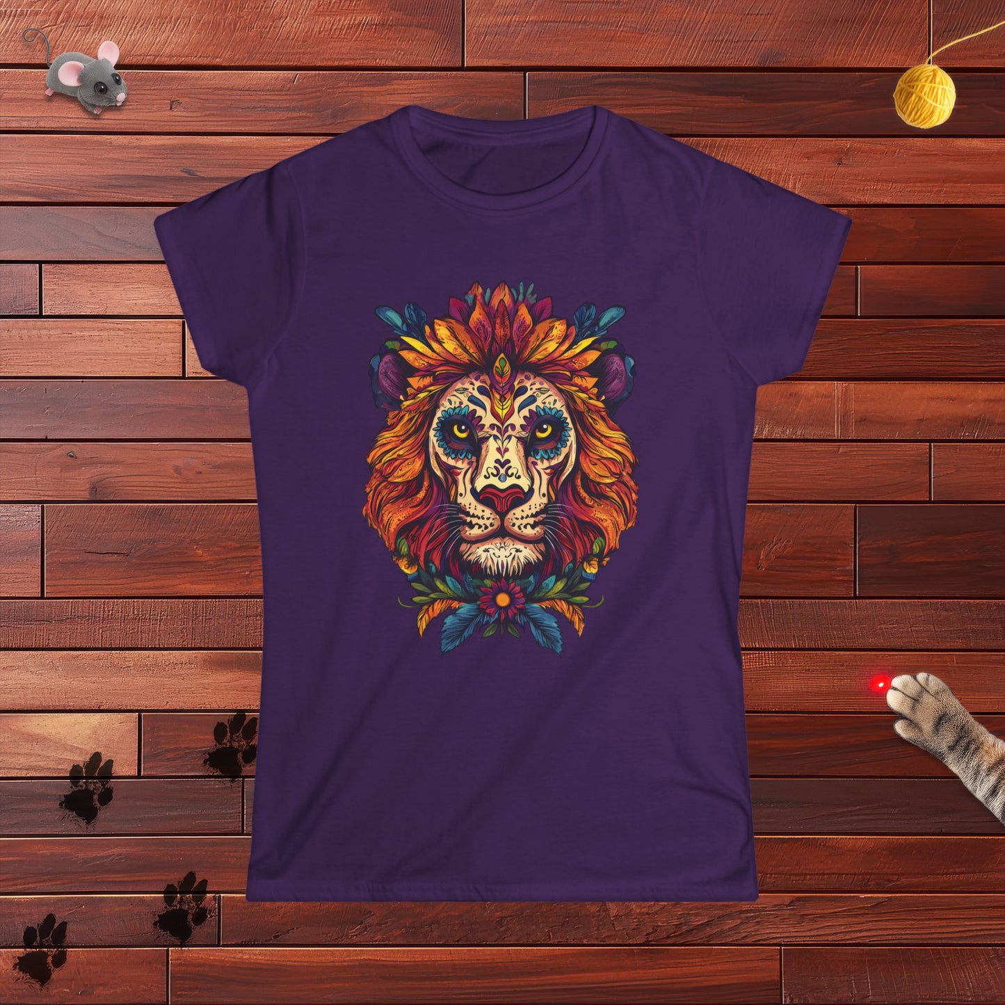 Dia De Muertos Lion Ladies Tee