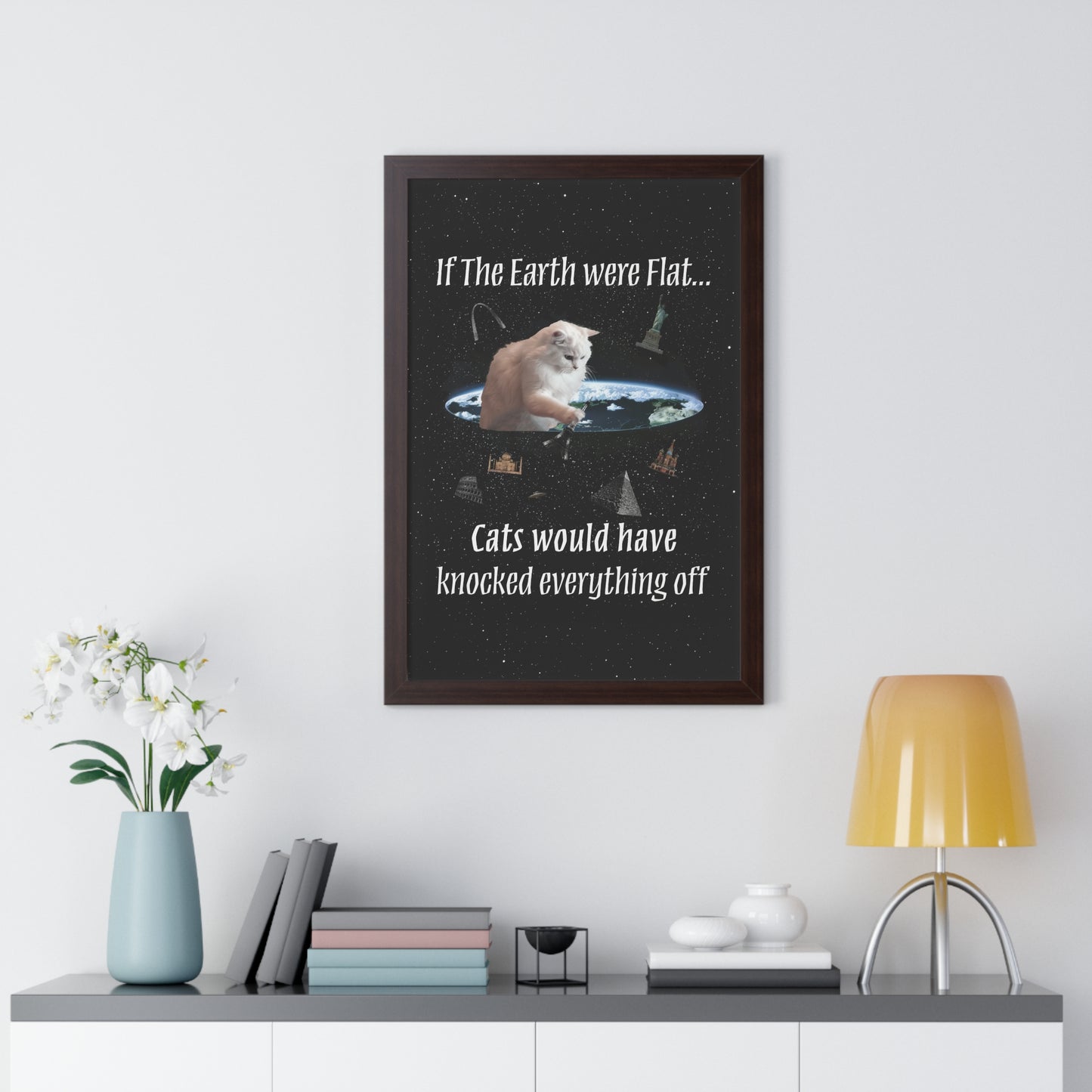 Flat Earth Theory Framed Wall Art