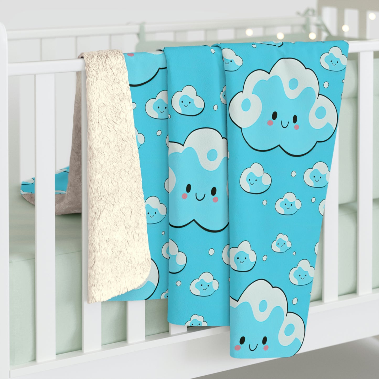 Kawaii Clouds Fleece Blanket