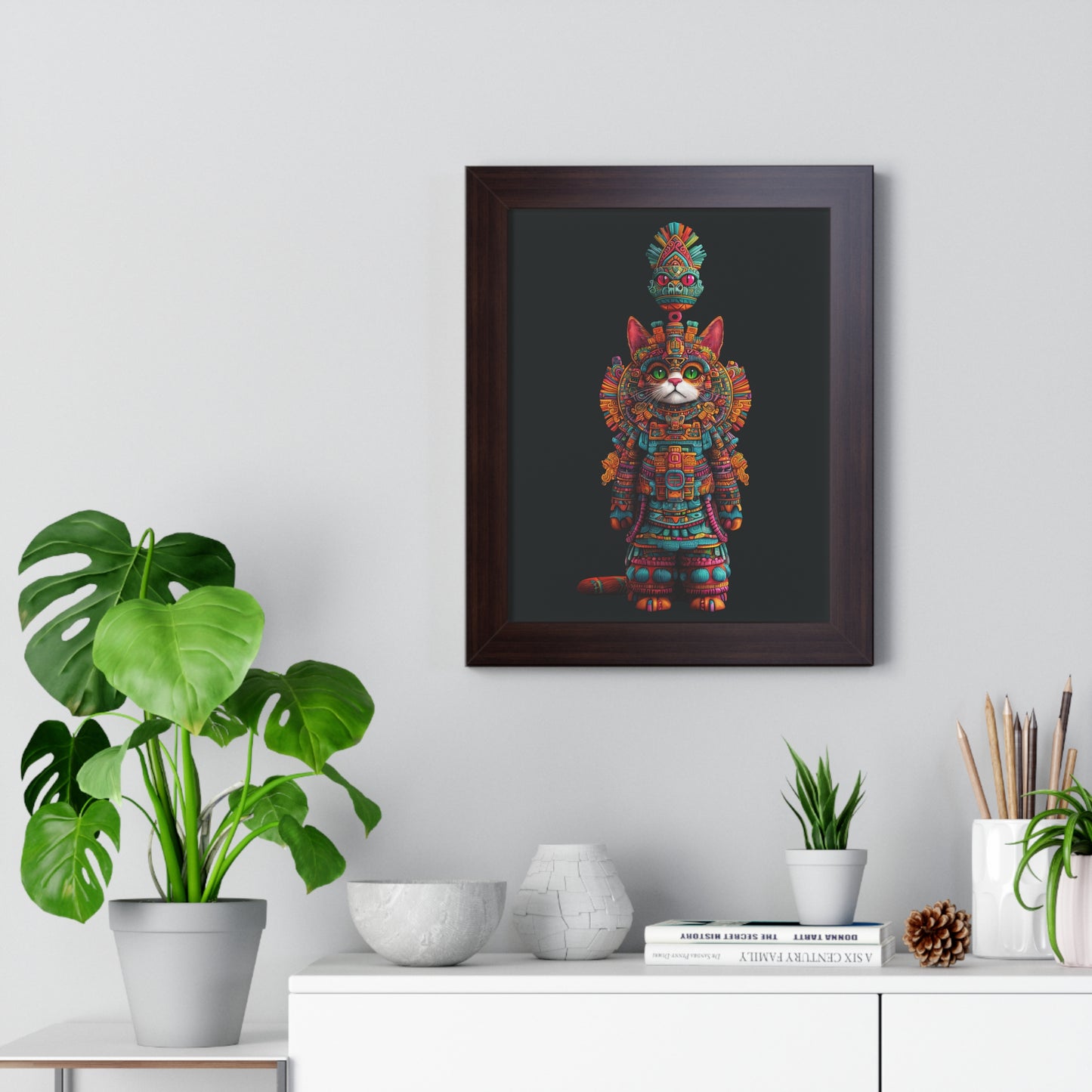 Azteca Gatito Framed Wall Art