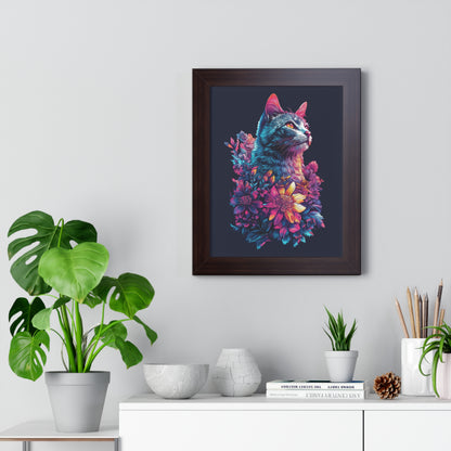 Floral Cat Framed Wall Art