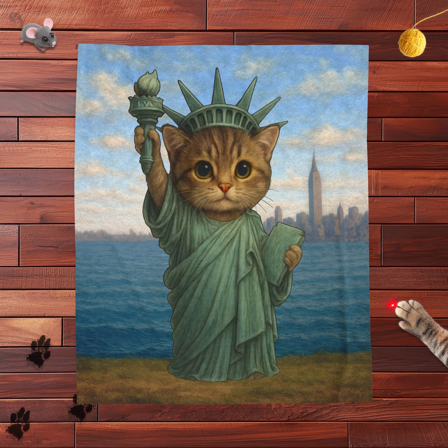 Statue of Meowberty Velveteen Plush Blanket