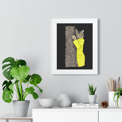 Yellow Jacket Cat Framed Wall Art