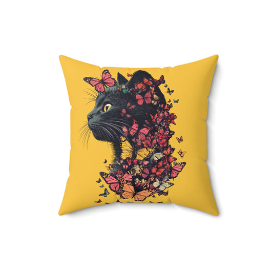 Butterfly Kitty Throw Pillow