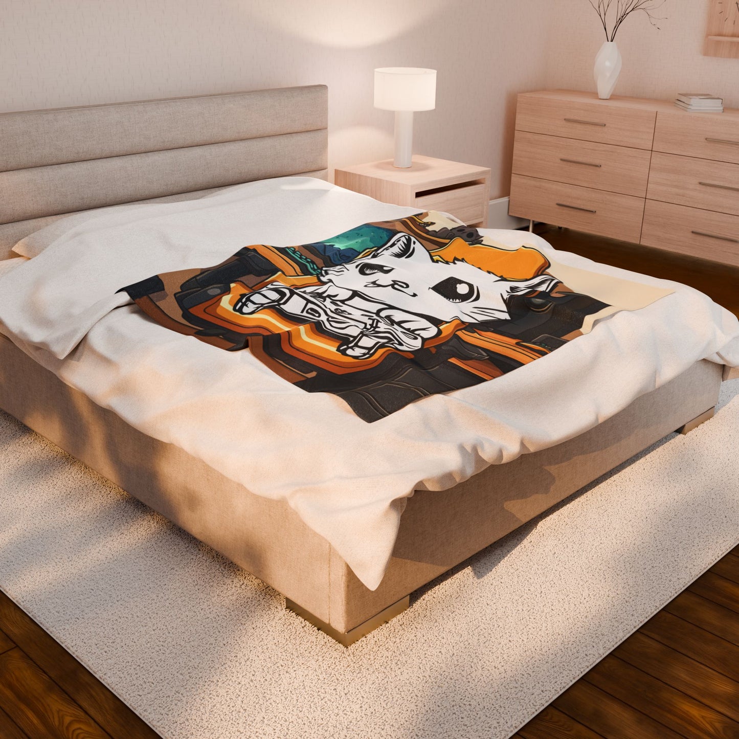 Gamer Kitty Velveteen Plush Blanket