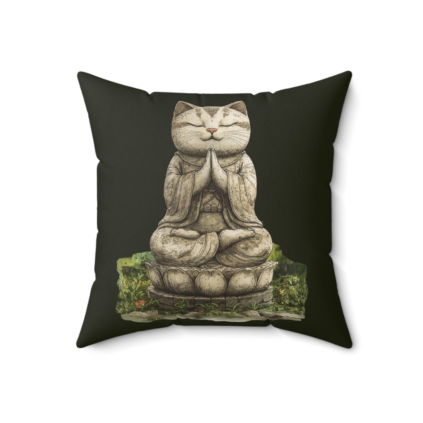 Purrfectly Zen Throw Pillow