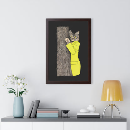 Yellow Jacket Cat Framed Wall Art