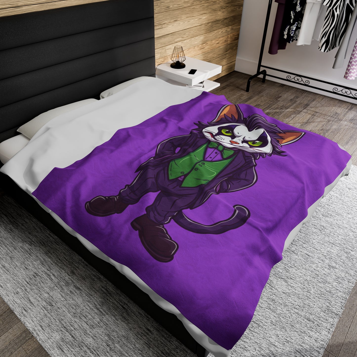 Joker Cat Velveteen Plush Blanket