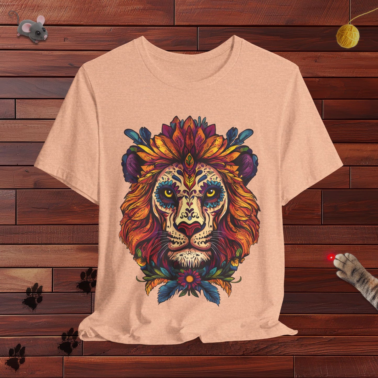 Dia De Muerte Lion Mens Tee