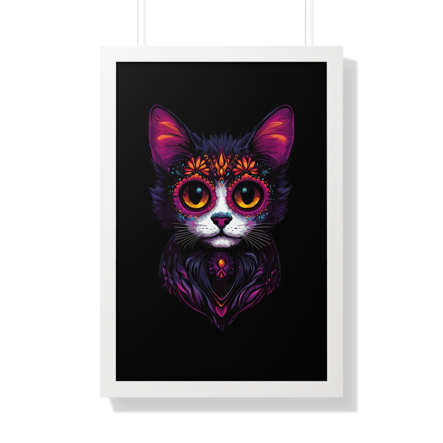 Dia De Muerte Gatito Framed Wall Art