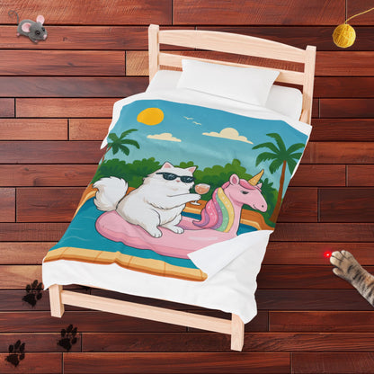 Meowmosa Vibes Velveteen Plush Blanket