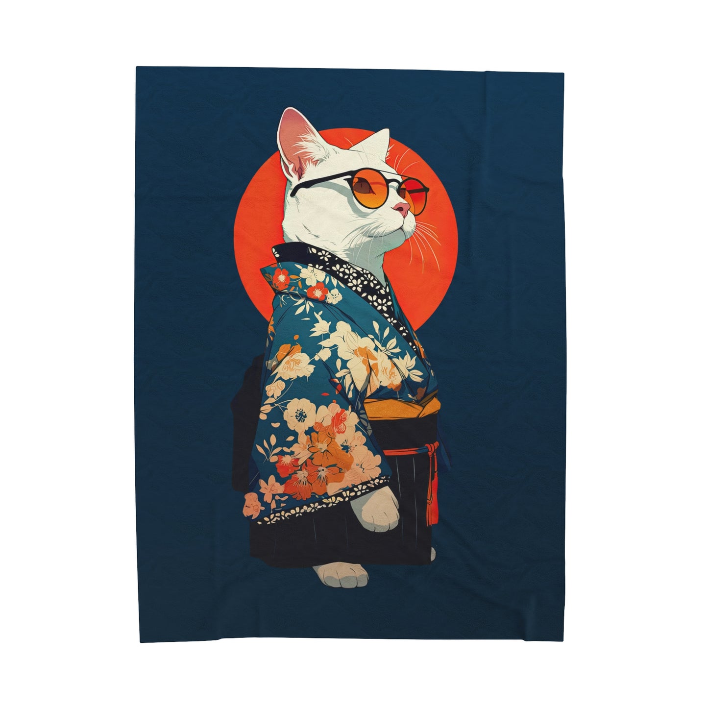 Kimono Kitty Velveteen Plush Blanket