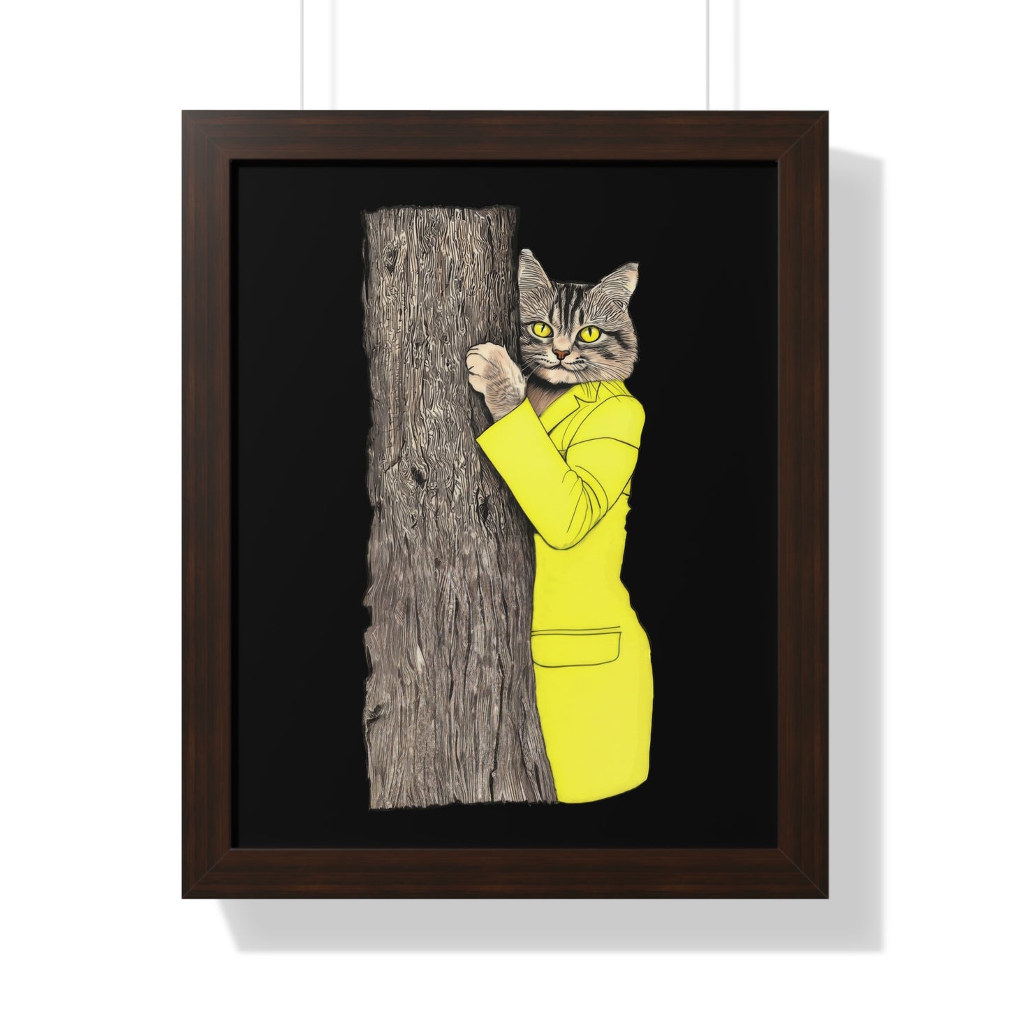 Yellow Jacket Cat Framed Wall Art