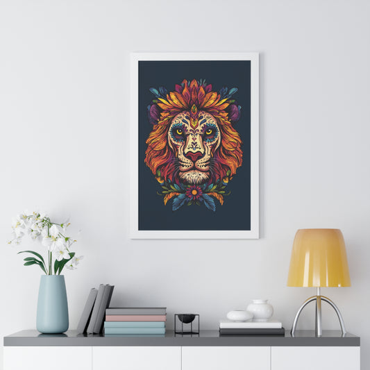 Dia De Muerte Lion Framed Wall Art