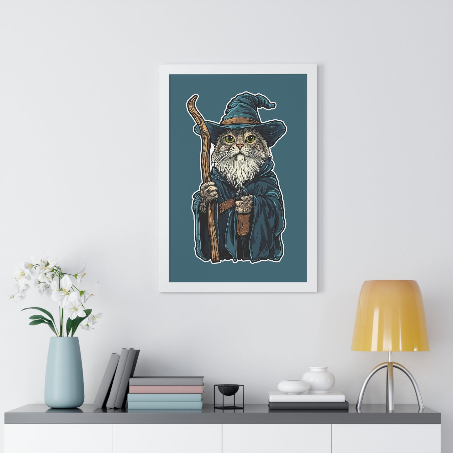 Catdolf The Grey Framed Wall Art