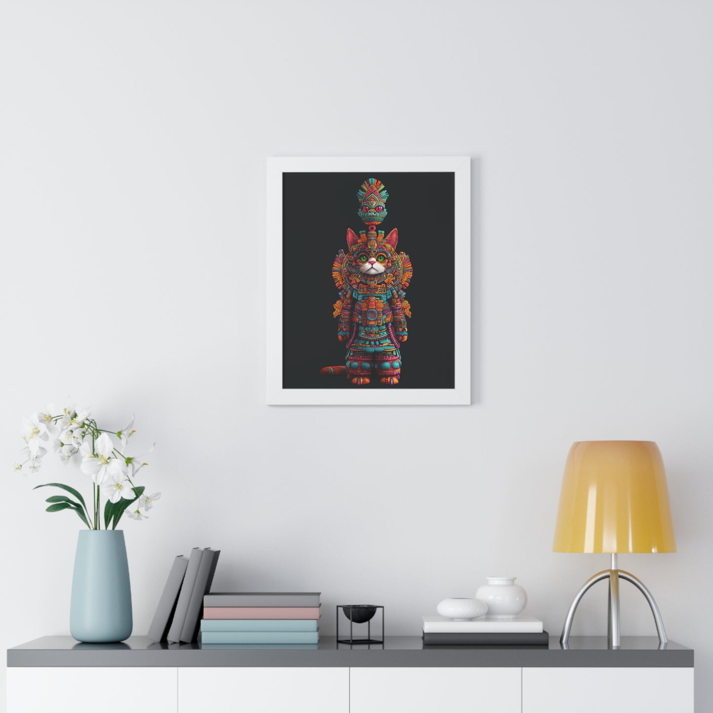 Azteca Gatito Framed Wall Art