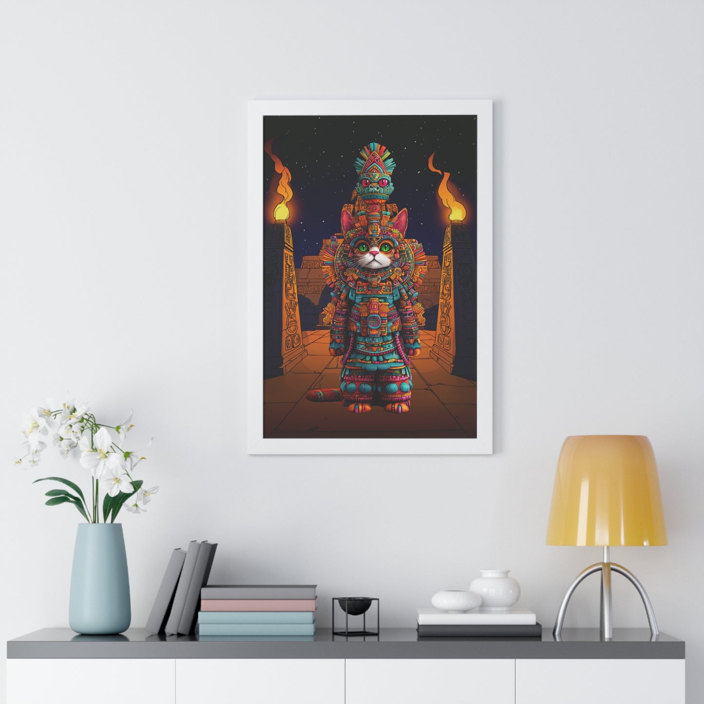 Azteca Gatito Framed Wall Art