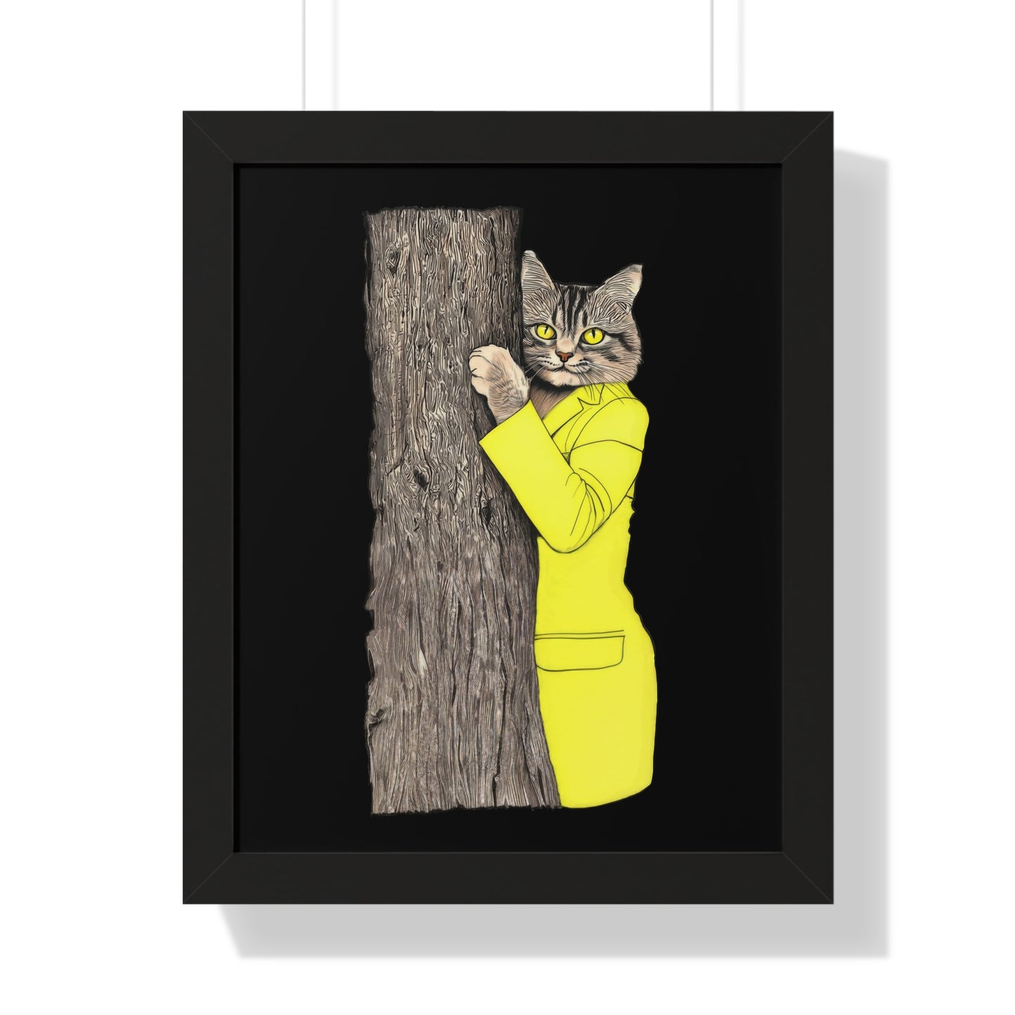 Yellow Jacket Cat Framed Wall Art