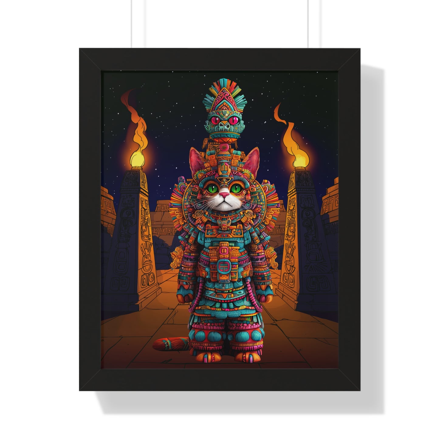 Azteca Gatito Framed Wall Art