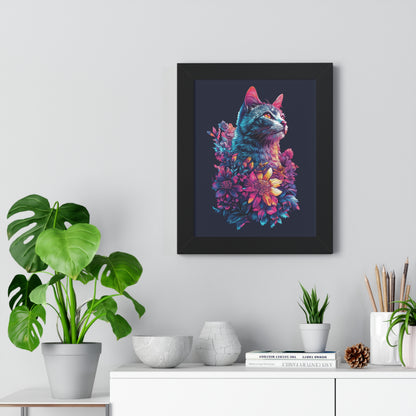 Floral Cat Framed Wall Art