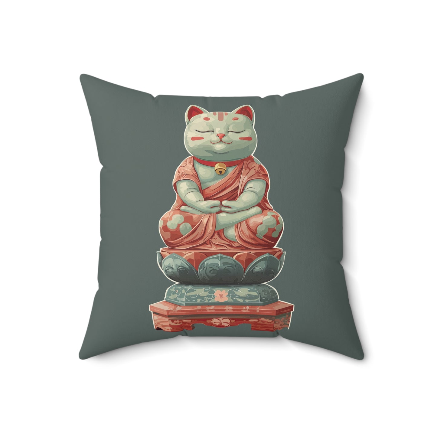 Buddha Kitty Throw Pillow