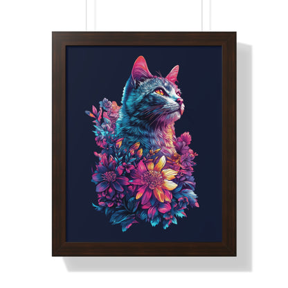 Floral Cat Framed Wall Art