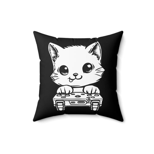 Gamer Kitty Throw Pillow