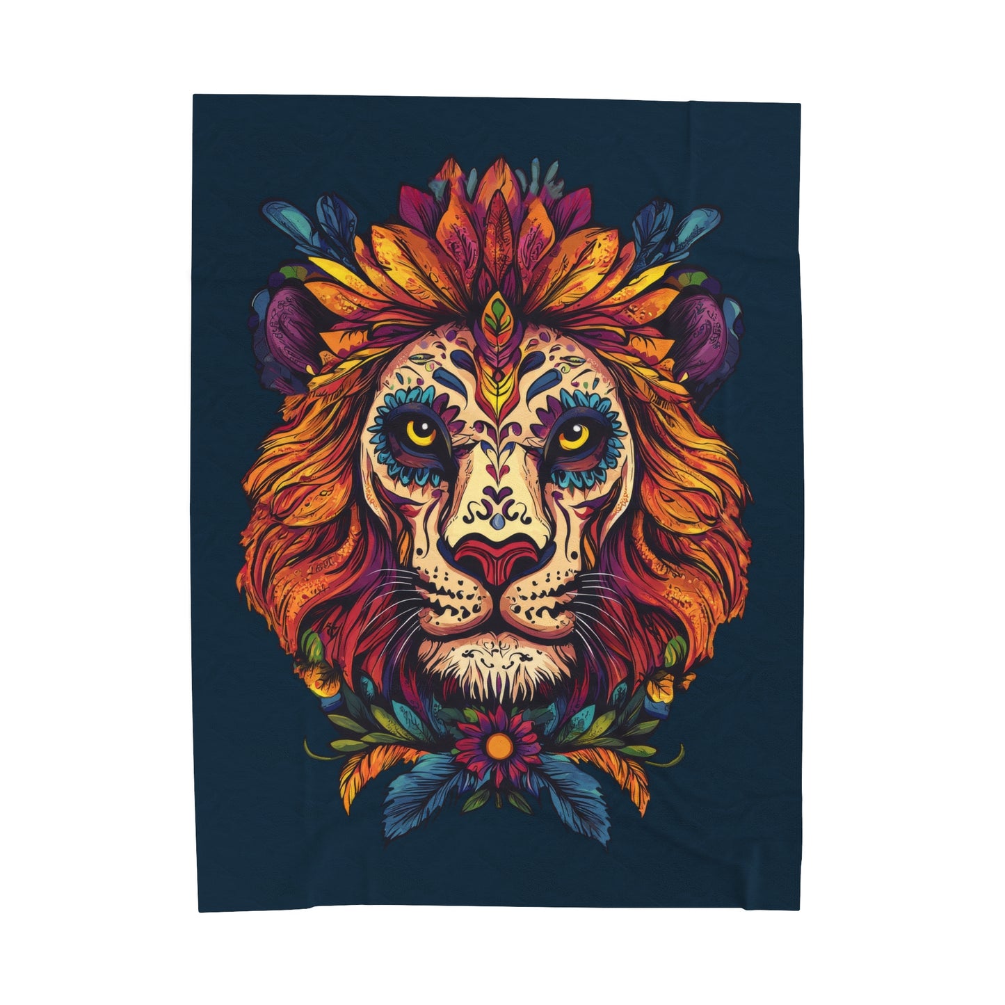 Dia De Muerte Lion Velveteen Plush Blanket