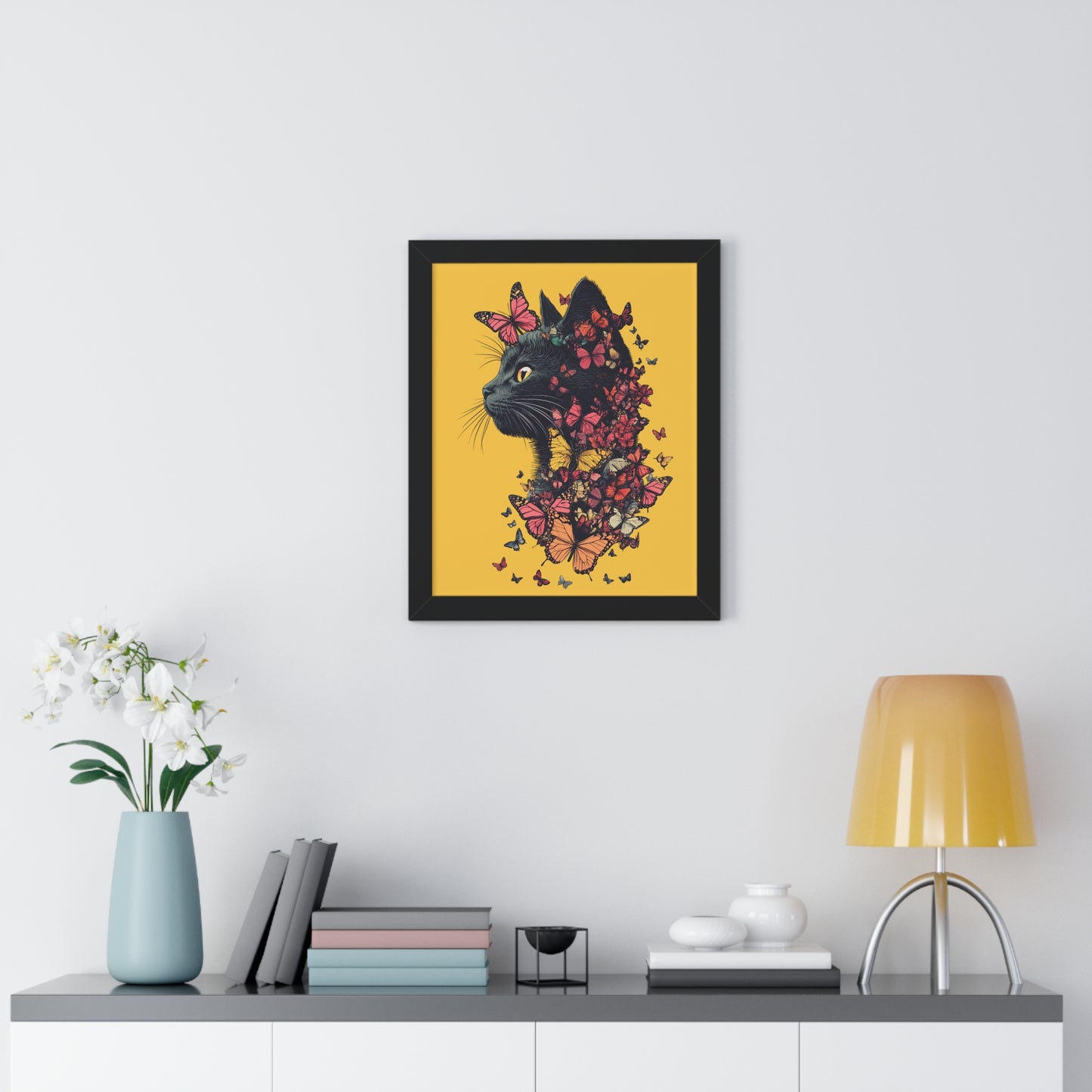 Butterfly Kitty Framed Wall Art