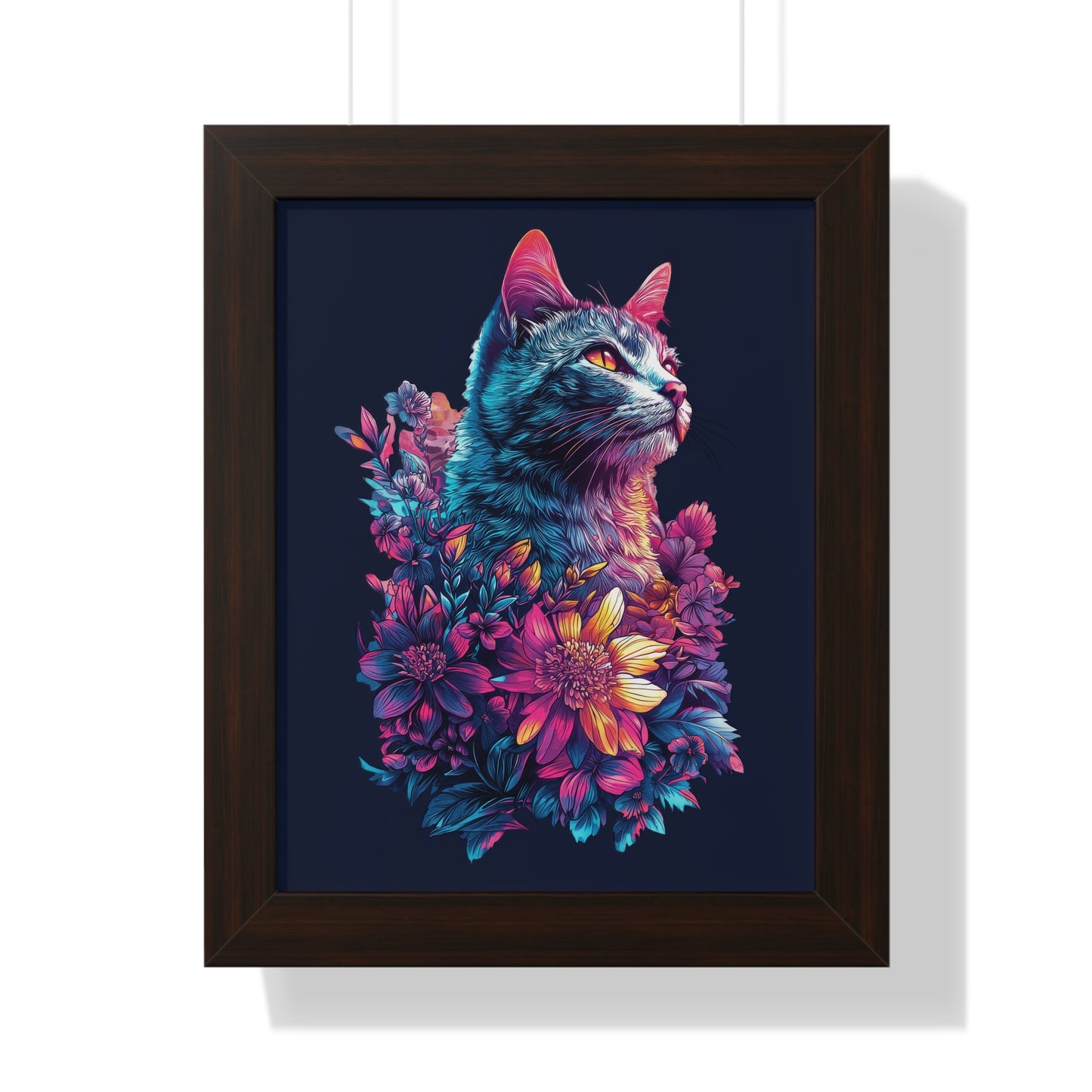 Floral Cat Framed Wall Art