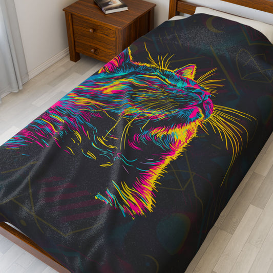 Electric Whiskers Velveteen Plush Blanket