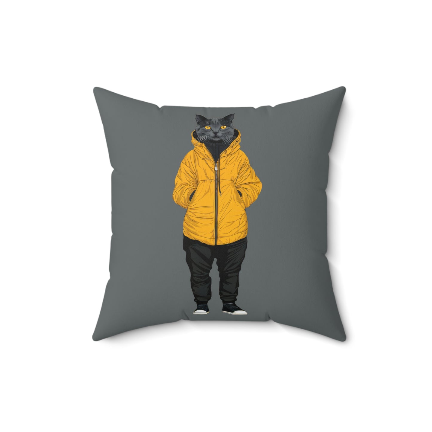 Yellow Jacket Cat Throw Pillow