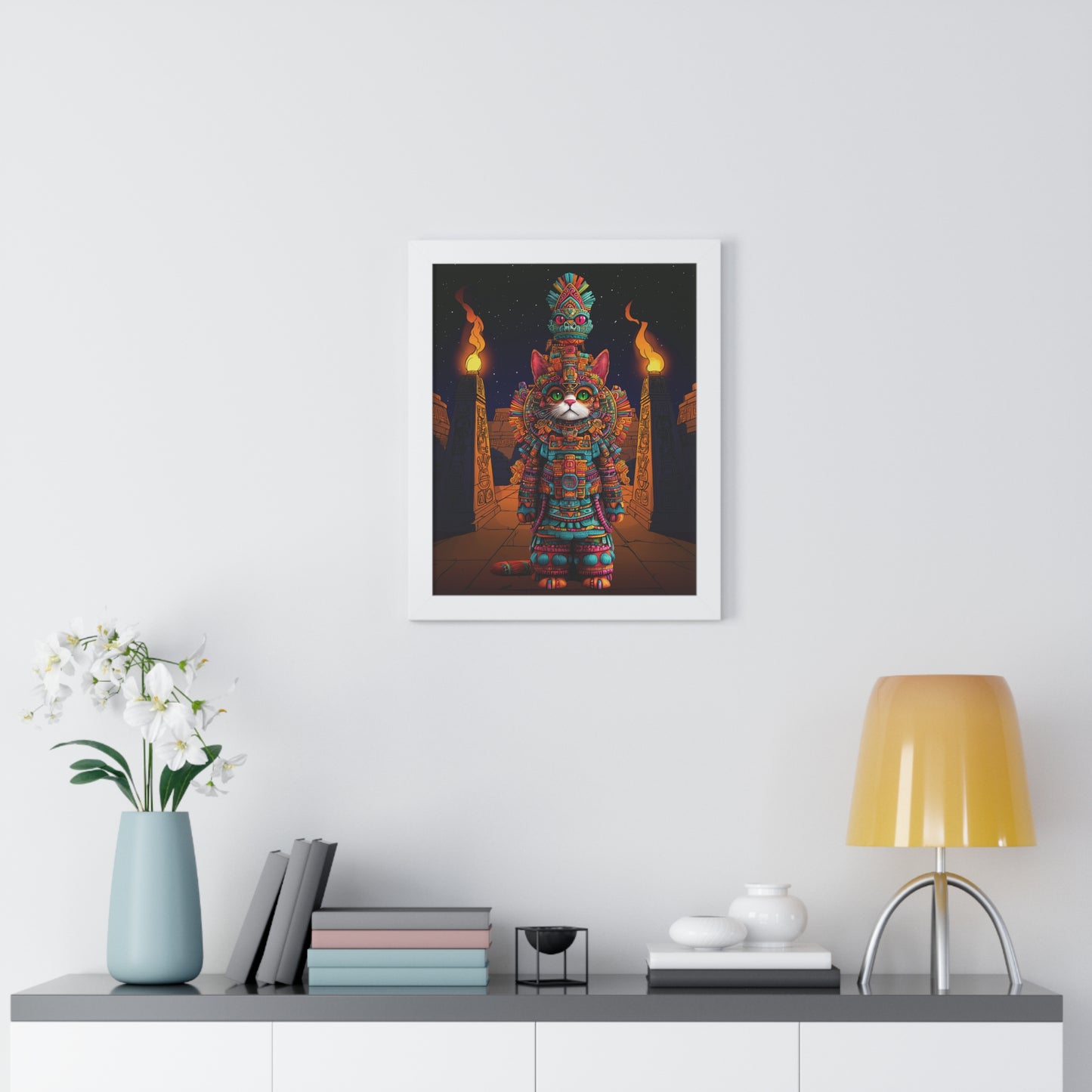 Azteca Gatito Framed Wall Art