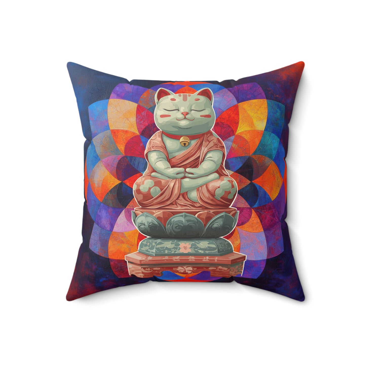 Buddha Kitty Throw Pillow