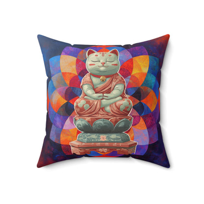 Buddha Kitty Throw Pillow