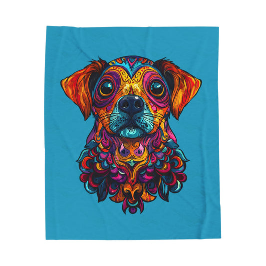 Dia De Muerte Perrito Velveteen Plush Blanket