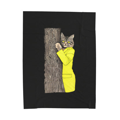 Yellow Jacket Cat Velveteen Plush Blanket