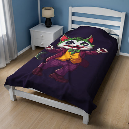 The Joker Cat Velveteen Plush Blanket