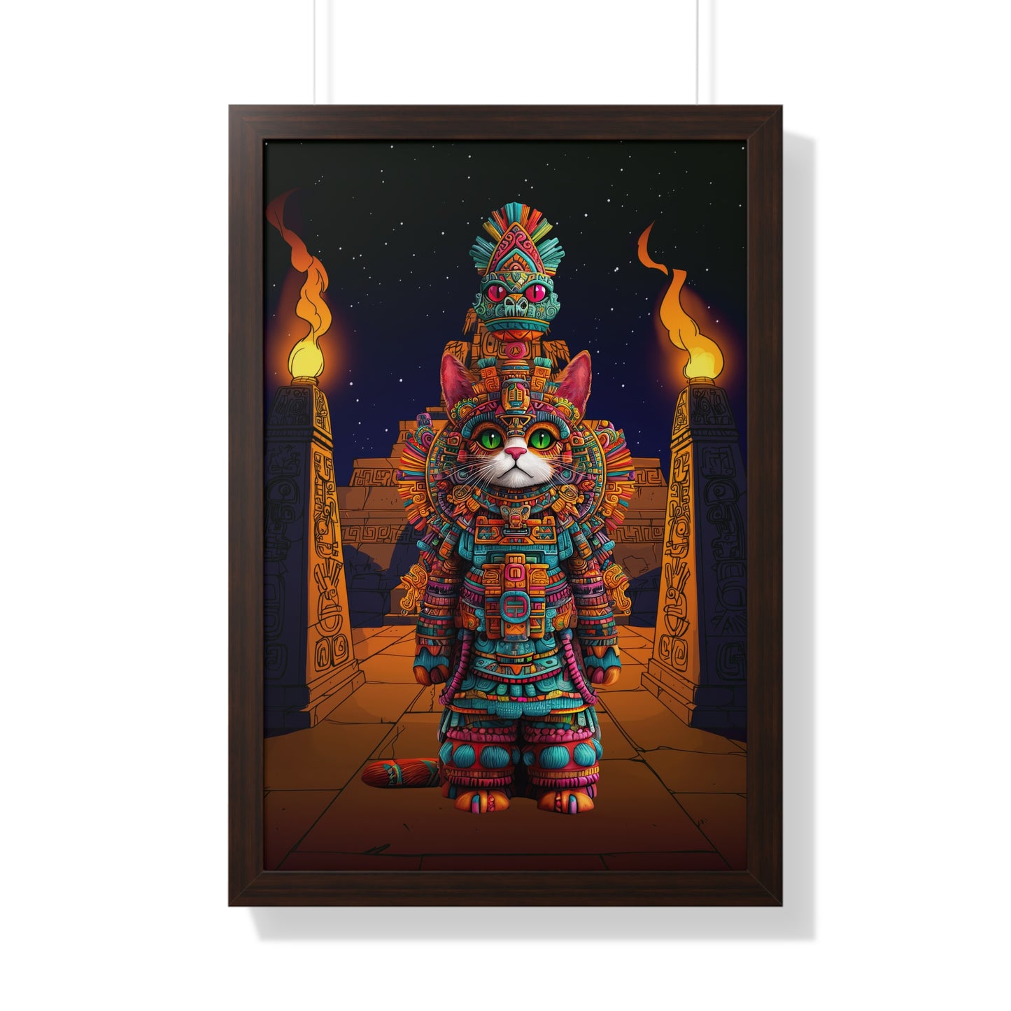 Azteca Gatito Framed Wall Art