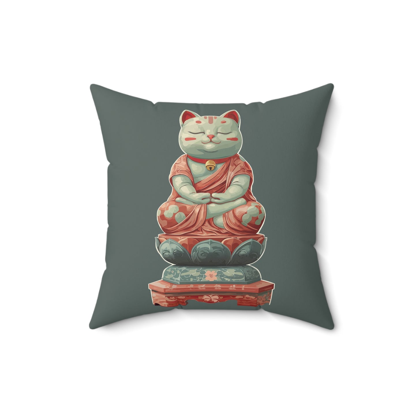 Buddha Kitty Throw Pillow