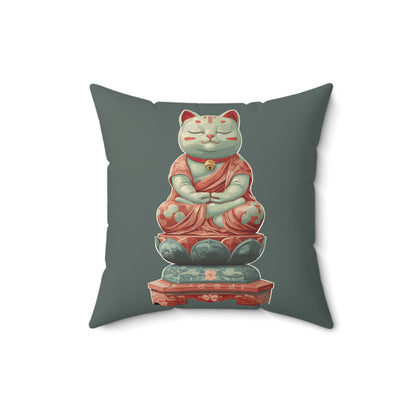 Buddha Kitty Throw Pillow