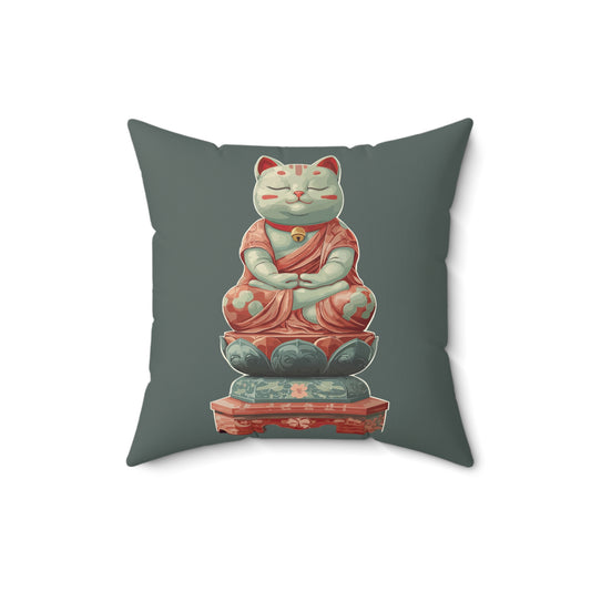 Buddha Kitty Throw Pillow