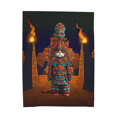 Azteca Gatito Velveteen Plush Blanket