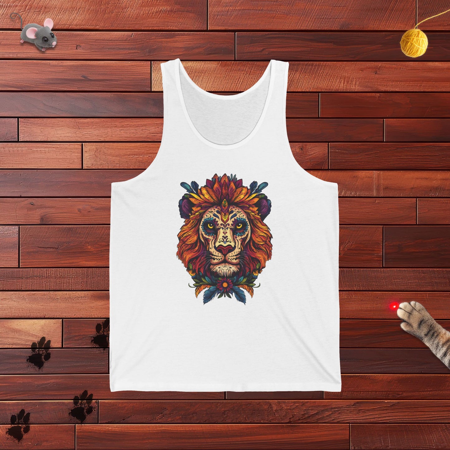 Dia De Muerte Lion Mens Tank