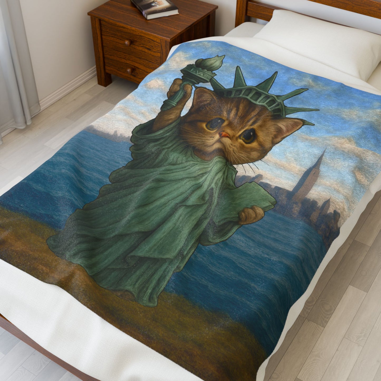 Statue of Meowberty Velveteen Plush Blanket