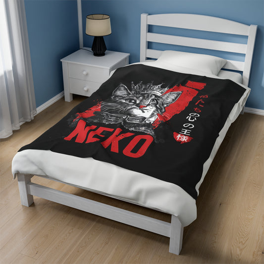 Neko King Of Our Hearts Velveteen Plush Blanket